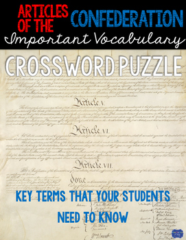 Preview of Articles of Confederation Crossword