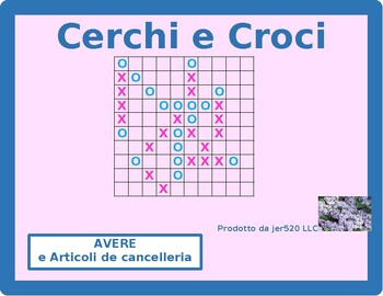 Preview of Articoli di cancelleria e Avere Italian Verb Connect 4 Game