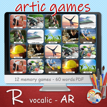 Preview of R Vocalic AR - Speech Articulation Memory Games - Digital - Fun