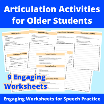 Preview of Articulation Activities Older Students - Articulation Homework Sheets