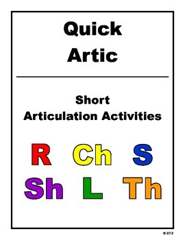 Preview of Articulation Workbook, R, CH, SH, S, TH, L SPEECH THERAPY, Distance Learning