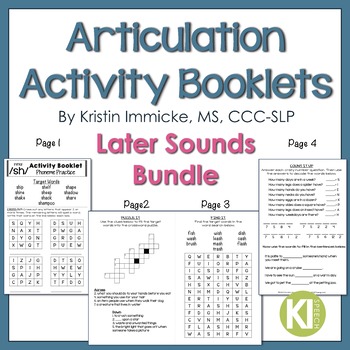 Preview of No Prep Articulation Activity Booklets Later Sounds BUNDLE