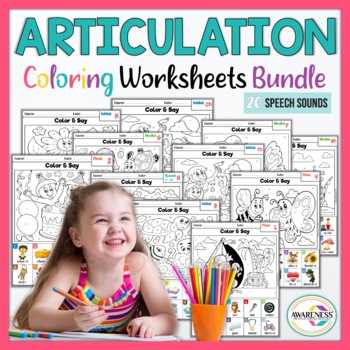 Preview of Articulation Coloring Sheets | No Prep Speech Sounds Worksheets
