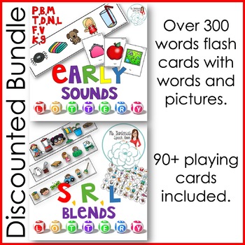 Preview of Articulation Activity: Early Sounds and Blends Lottery Game Bundle