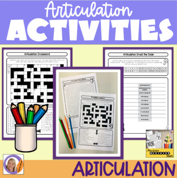 Preview of Articulation Activity/Homework Sheets. PDF & Easel Version