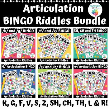 Preview of Articulation BINGO Riddles Bundle of 15 Printable Speech Therapy Games