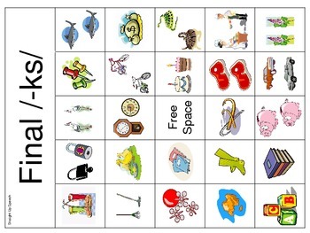 Articulation Bingo For -ks Words By Straight Up Speech 