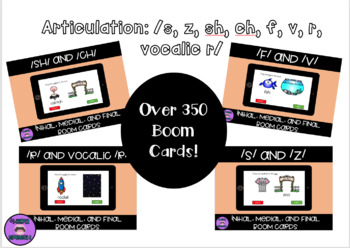 Preview of Articulation BOOM Card Bundle: /f, v, s, z, sh, ch, r, and vocalic r/