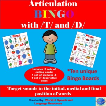 Preview of Articulation Bingo with /T/ and /D/