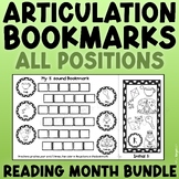 March is Reading Month Bookmarks for Speech Therapy- Artic