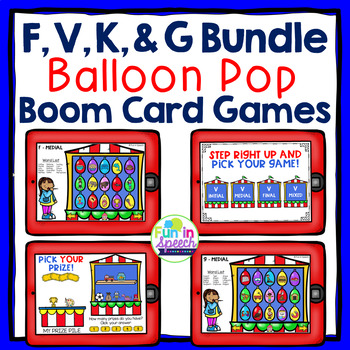 Preview of Articulation Boom Card Games for Speech Therapy F, V, K, and G BUNDLE