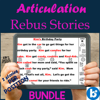 Preview of Articulation Boom Cards | Digital Rebus Stories Bundle