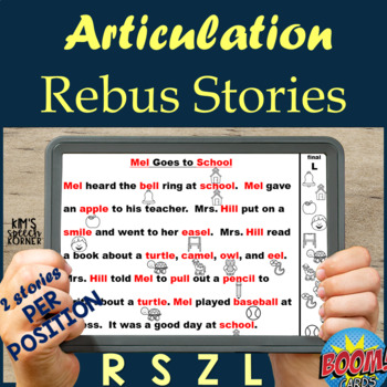 Preview of Articulation Boom Cards | Digital Rebus Stories | R S Z L | Teletherapy