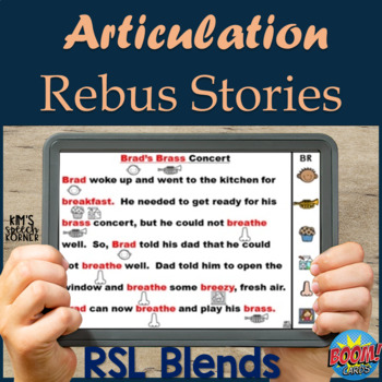 Preview of Articulation Boom Cards | Digital Rebus Stories | RSL Blend | Consonant Clusters