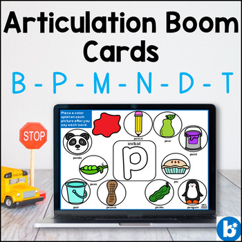 Preview of Articulation Boom Cards | Speech Therapy Activities | Early Sounds | B P M D T