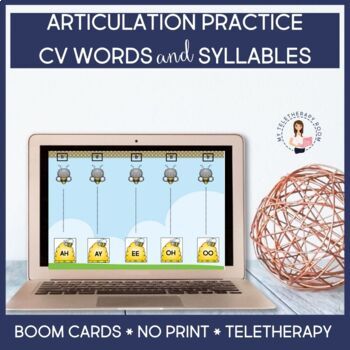 Preview of Articulation CV Words/Syllables (Teletherapy, Boom Cards)