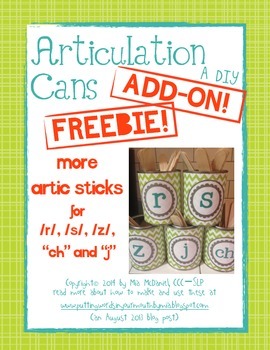 Preview of Articulation Cans Add On FREEBIE | MORE sticks for R, S, Z, CH, J