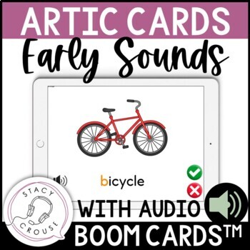 Preview of Articulation Cards Speech Therapy BOOM™ CARDS Early Sounds with Audio