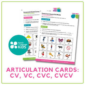 Preview of Articulation Cards: CV, VC, CVC, CVCV - Word Structure for Speech Therapy