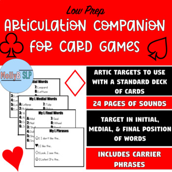 Preview of Low to No Prep Articulation Card Games Companion