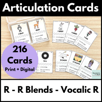 Preview of Articulation Cards for R, R Blends, and Vocalic R in Speech Therapy with Digital