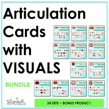 Preview of Articulation Flashcards with Visuals - Speech Therapy - Bundle