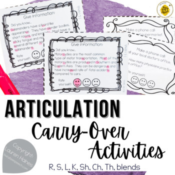 Preview of Articulation Carryover Activities
