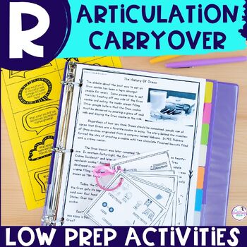 Preview of Low Prep R and Vocalic R Articulation Carryover Activities for Speech Therapy