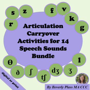 Preview of Articulation Carryover Activities for 14 Speech Sounds - BUNDLE