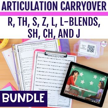 Preview of Articulation Carryover Activities for Speech Therapy R, TH, S, Z, L-blends, etc