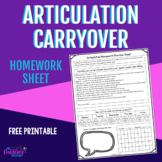 Articulation Carryover Homework Sheet- Free Printable- Dis