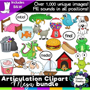Articulation Clipart Mega Bundle -Over 1,100 images - Phonics clipart bundle