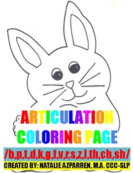 Preview of Articulation Coloring Page Easter Bunny Rabbit Holding Egg