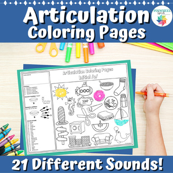 Preview of Articulation Coloring Pages with Speech Sound Visual Prompts Speech Therapy