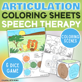 Articulation Coloring Sheets - Dice Game and Speech Therap