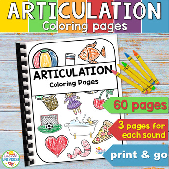 Preview of Articulation Coloring Sheets for Carryover and Speech Therapy Homework Pages