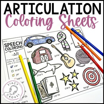 Preview of Articulation Coloring Sheets for Speech Therapy Printable Pages (Digital Option)