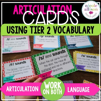 Preview of Articulation Context Clue Cards Using Tier 2 Vocabulary