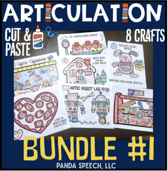 Preview of Articulation Cut & Paste BUNDLE #1! Speech Therapy Craft Activities