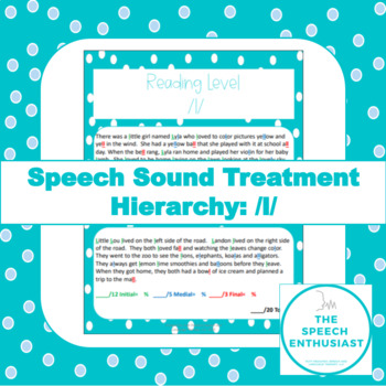 Preview of Articulation: /l/ Speech Sound Treatment Hierarchy