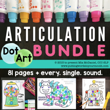 Preview of Articulation Dot Art BUNDLE for all ALL sounds & year 'round use! - 84 Pages!