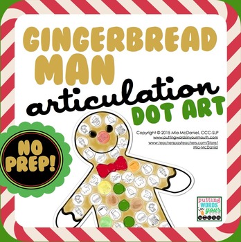 Preview of Gingerbread Man Articulation Dot Art with ALL sounds and NO PREP