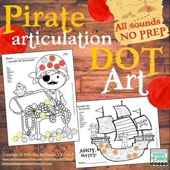 Preview of Articulation Dot Art Pirate Theme | ALL sounds and NO prep
