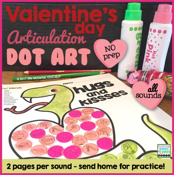 Preview of Articulation Dot Art for Valentine's Day  |  ALL sounds and NO prep!
