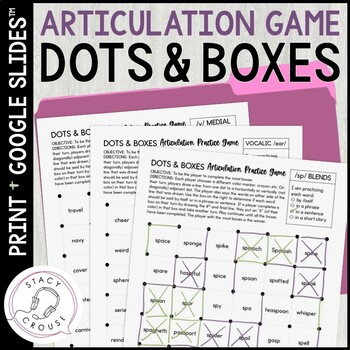 Preview of Articulation Game Older Student Speech Therapy Activity Print Digital Dots Boxes