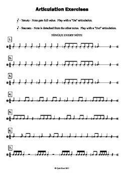 Articulation Exercises Sheet - Band (All Instruments) by Mr Hunt's ...