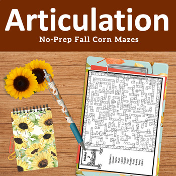 Preview of Articulation Fall-Themed Corn Mazes - No Prep 