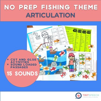 Preview of Articulation Fishing Theme Activities | Cut and Paste | Sound Loaded Passages