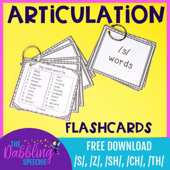Preview of Articulation Flashcards For /s/, /sh/, /ch/, and /th/ FREE download
