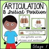 Articulation Flashcards for Initial b One Syllable Words, 